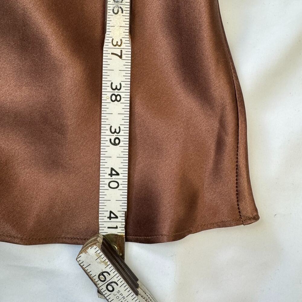 VTG Y2K Leigh Bantivoglio Silk M Brown Slip Dress Lace Slinky Whimsigoth Fairy - Picture 10 of 13